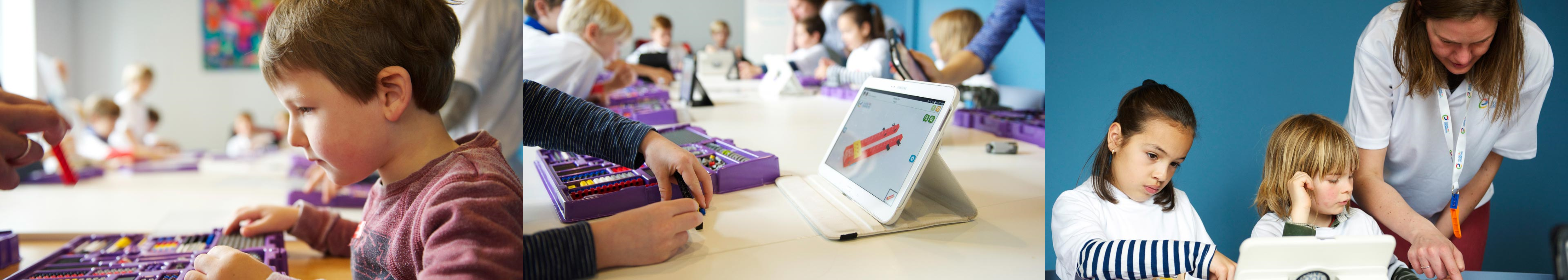 instructor teaching engineering to kids at Young Engineers Calgary