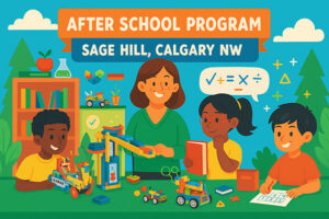 Kids participating in Sage Hill after school program STEM and Lego activities in Calgary NW